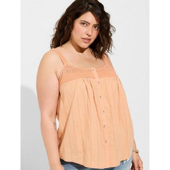 Torrid Women’s Orange Crochet Sleeveless Tank Top Size 2 (18-20) NWT - Picture 5 of 7